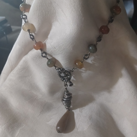 Stephen Dweck Beaded Y Drop Toggle Necklace, SS - Picture 2 of 13